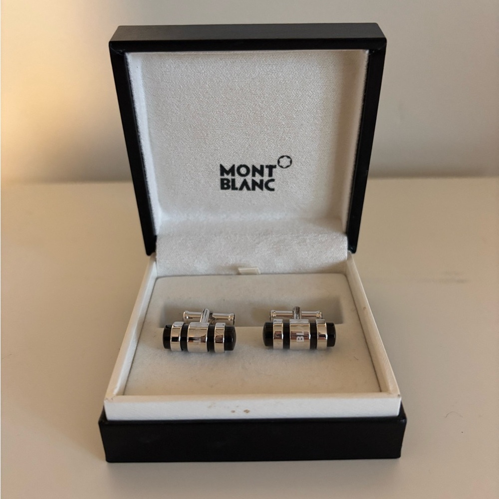 Montblanc Black and Silver Cufflinks